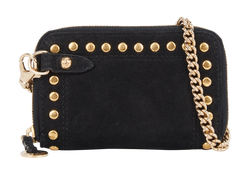 Fendi Studded Coin Purse, Suede, Black, 2401, 2*